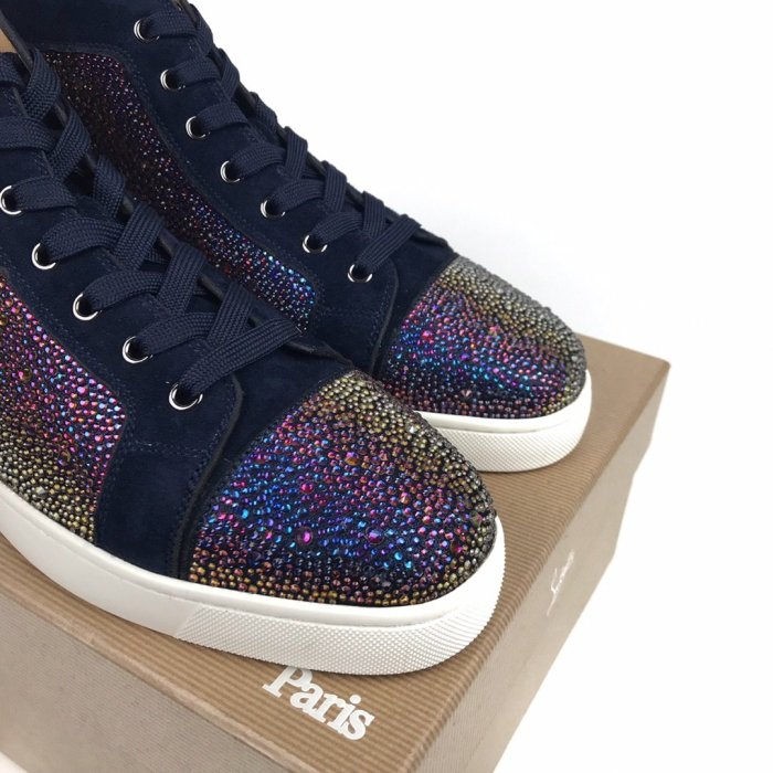 Christian Louboutin Mens Shoes Luxury Brand Red Bottom Design Louis Junior Spikes Flat with Original Box CL sneakers