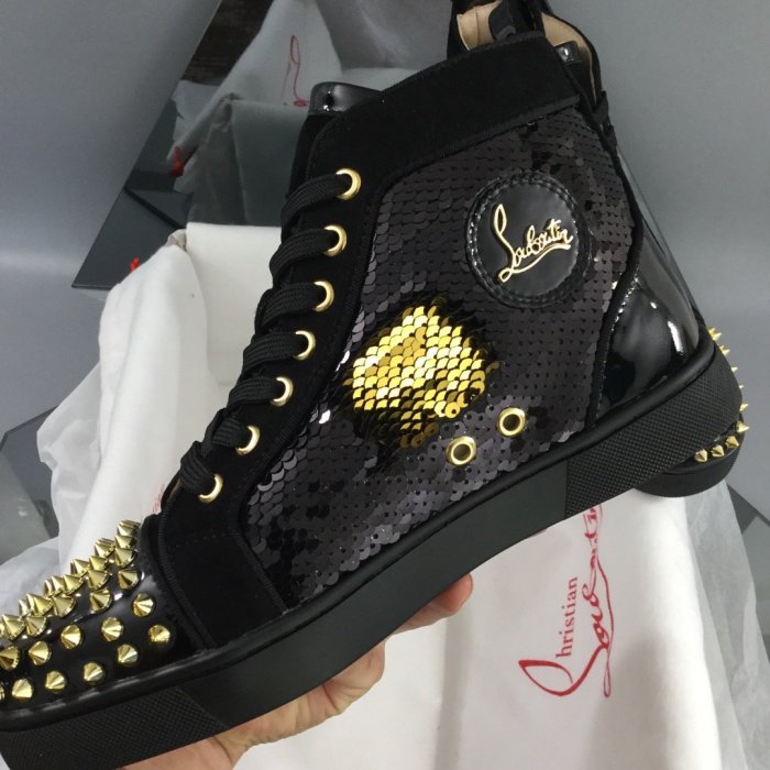 Christian Louboutin Mens Shoes Luxury Brand Red Bottom Design Louis Junior Spikes Flat with Original Box CL sneakers