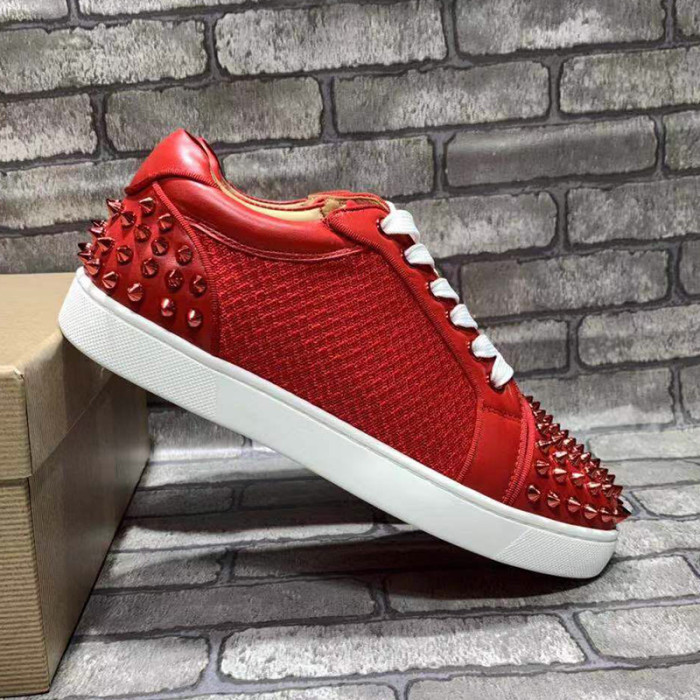 Christian Louboutin Mens Shoes Luxury Brand Red Bottom Design Louis Junior Spikes Flat with Original Box CL sneakers