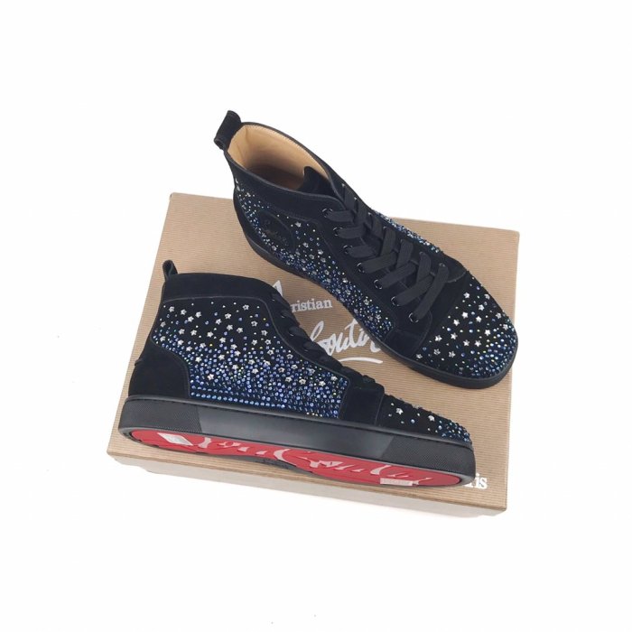 Christian Louboutin Mens Shoes Luxury Brand Red Bottom Design Louis Junior Spikes Flat with Original Box CL sneakers