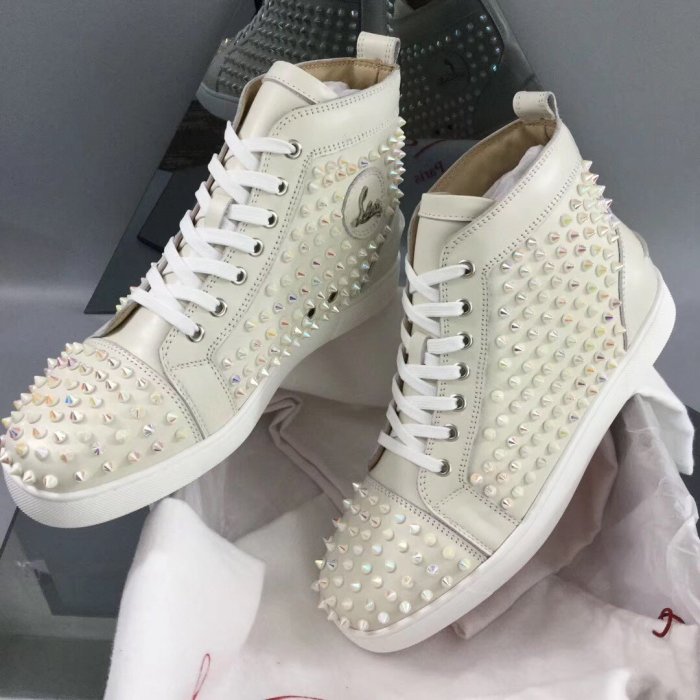 Christian Louboutin Mens Shoes Luxury Brand Red Bottom Design Louis Junior Spikes Flat with Original Box CL sneakers