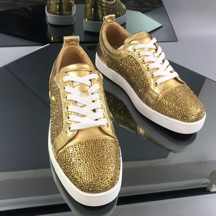 Christian Louboutin Mens Shoes Luxury Brand Red Bottom Design Louis Junior Spikes Flat with Original Box CL sneakers