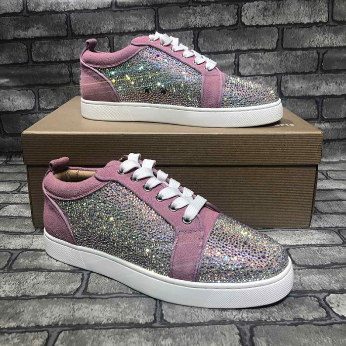Christian Louboutin Mens Shoes Luxury Brand Red Bottom Design Louis Junior Spikes Flat with Original Box CL sneakers