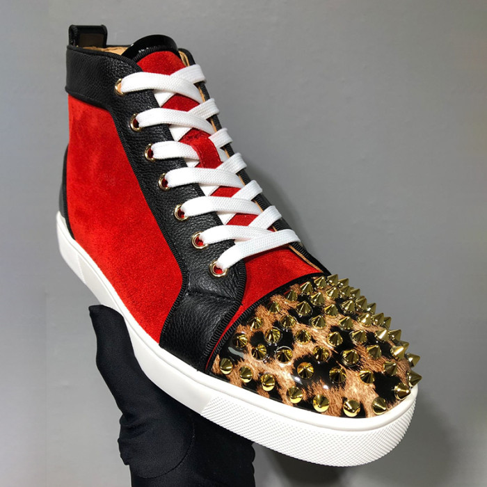 Christian Louboutin Mens Shoes Luxury Brand Red Bottom Design Louis Junior Spikes Flat with Original Box CL sneakers