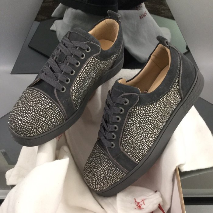 Christian Louboutin Mens Shoes Luxury Brand Red Bottom Design Louis Junior Spikes Flat with Original Box CL sneakers