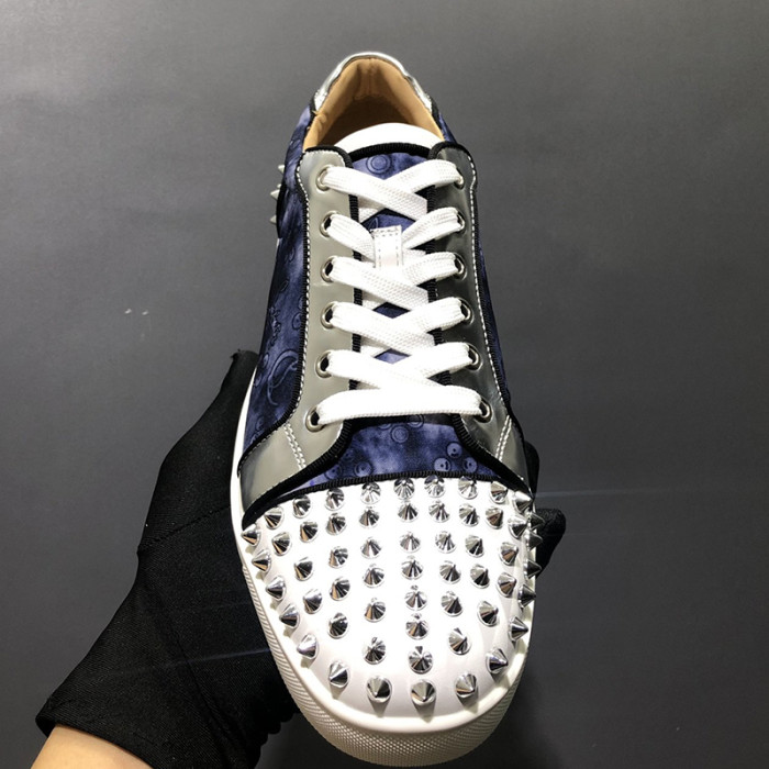 Christian Louboutin Mens Shoes Luxury Brand Red Bottom Design Louis Junior Spikes Flat with Original Box CL sneakers