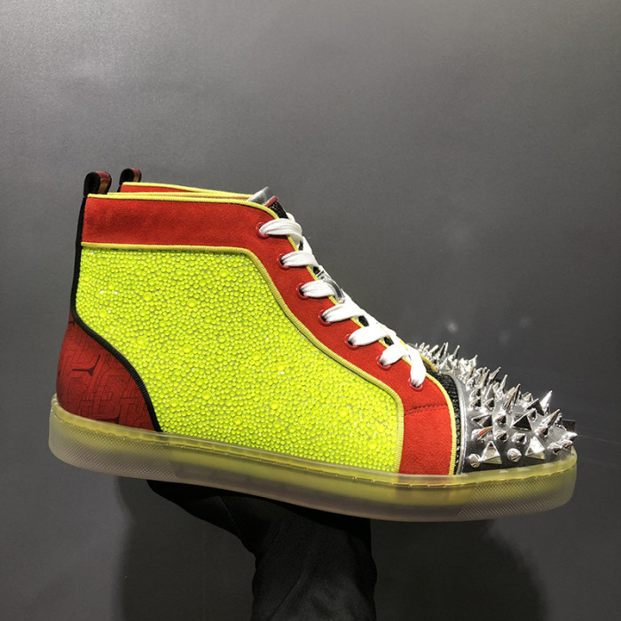 Christian Louboutin Mens Shoes Luxury Brand Red Bottom Design Louis Junior Spikes Flat with Original Box CL sneakers