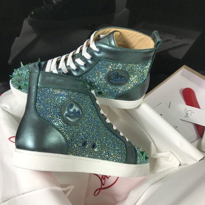 Christian Louboutin Mens Shoes Luxury Brand Red Bottom Design Louis Junior Spikes Flat with Original Box CL sneakers