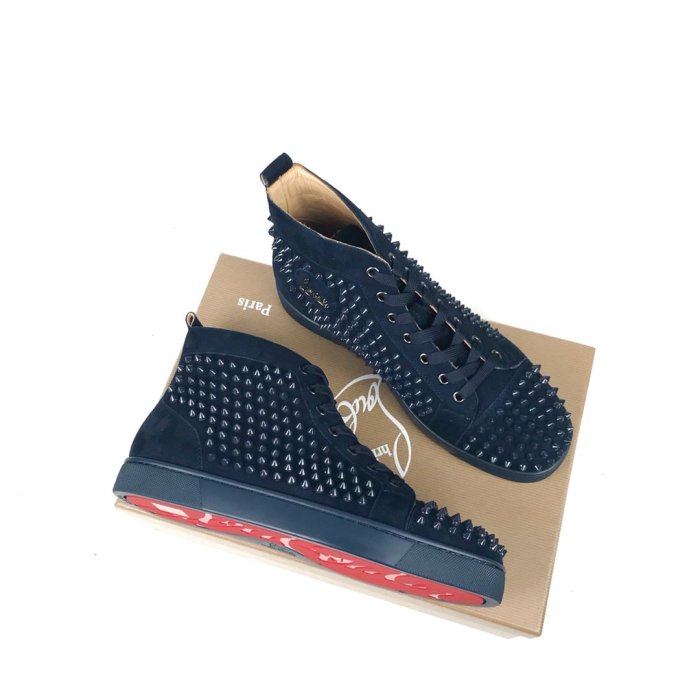 Christian Louboutin Mens Shoes Luxury Brand Red Bottom Design Louis Junior Spikes Flat with Original Box CL sneakers