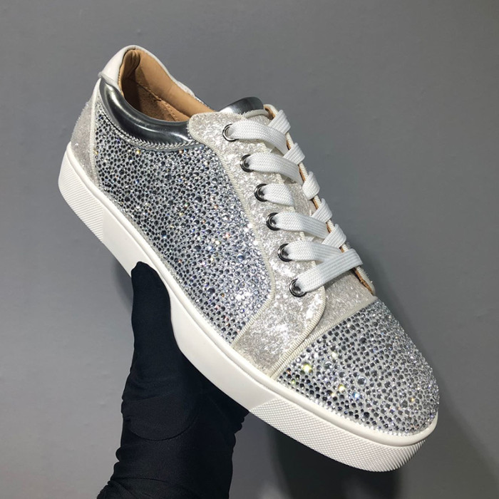 Christian Louboutin Mens Shoes Luxury Brand Red Bottom Design Louis Junior Spikes Flat with Original Box CL sneakers