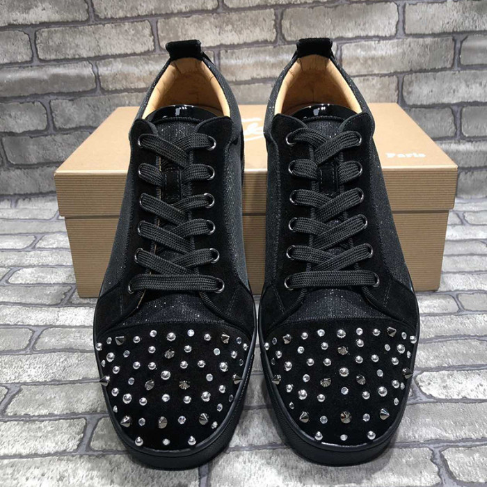 Christian Louboutin Mens Shoes Luxury Brand Red Bottom Design Louis Junior Spikes Flat with Original Box CL sneakers