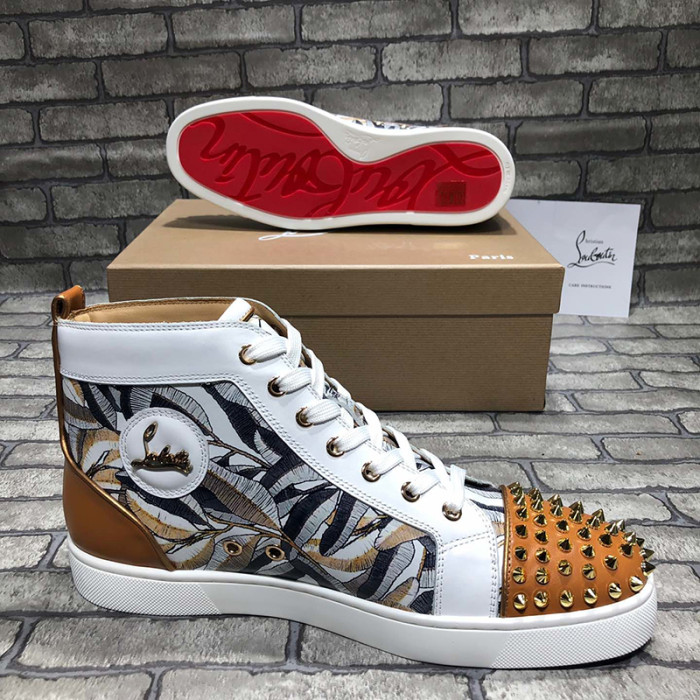 Christian Louboutin Mens Shoes Luxury Brand Red Bottom Design Louis Junior Spikes Flat with Original Box CL sneakers