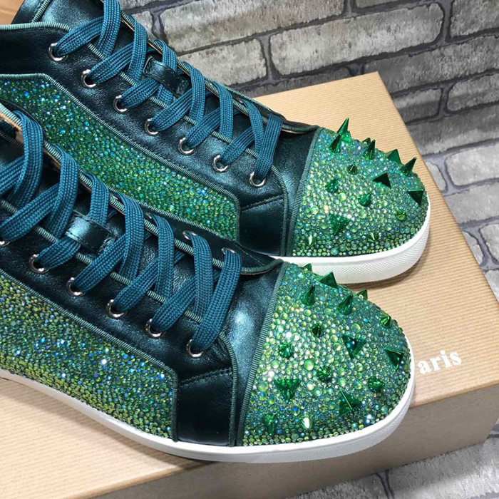 Christian Louboutin Mens Shoes Luxury Brand Red Bottom Design Louis Junior Spikes Flat with Original Box CL sneakers