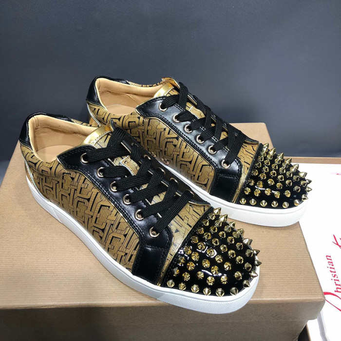 Christian Louboutin Mens Shoes Luxury Brand Red Bottom Design Louis Junior Spikes Flat with Original Box CL sneakers