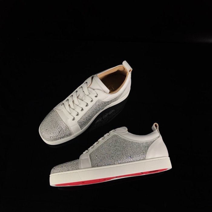 Christian Louboutin Mens Shoes Luxury Brand Red Bottom Design Louis Junior Spikes Flat with Original Box CL sneakers
