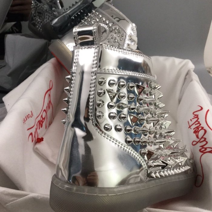 Christian Louboutin Mens Shoes Luxury Brand Red Bottom Design Louis Junior Spikes Flat with Original Box CL sneakers