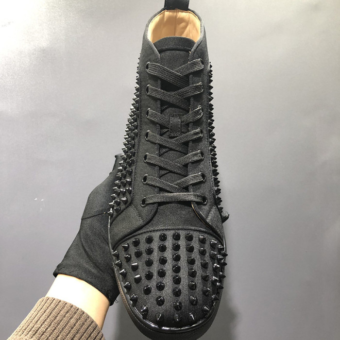 Christian Louboutin Mens Shoes Luxury Brand Red Bottom Design Louis Junior Spikes Flat with Original Box CL sneakers