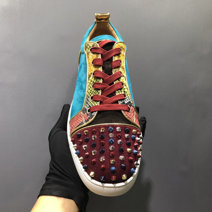 Christian Louboutin Mens Shoes Luxury Brand Red Bottom Design Louis Junior Spikes Flat with Original Box CL sneakers