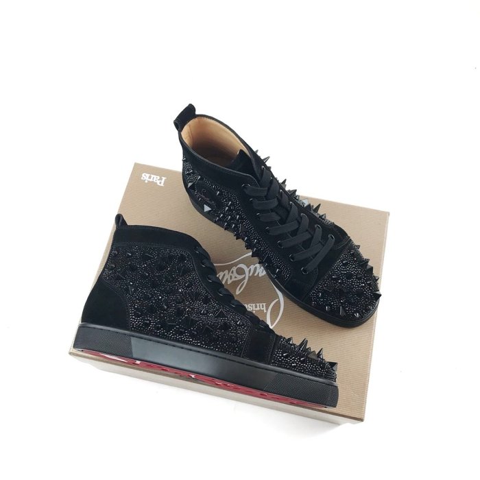 Christian Louboutin Mens Shoes Luxury Brand Red Bottom Design Louis Junior Spikes Flat with Original Box CL sneakers