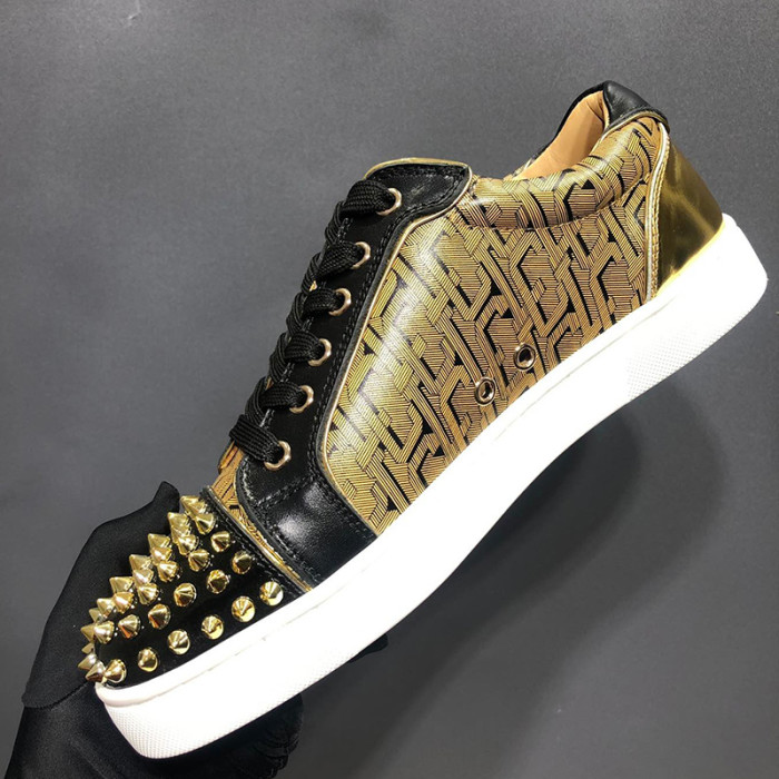 Christian Louboutin Mens Shoes Luxury Brand Red Bottom Design Louis Junior Spikes Flat with Original Box CL sneakers