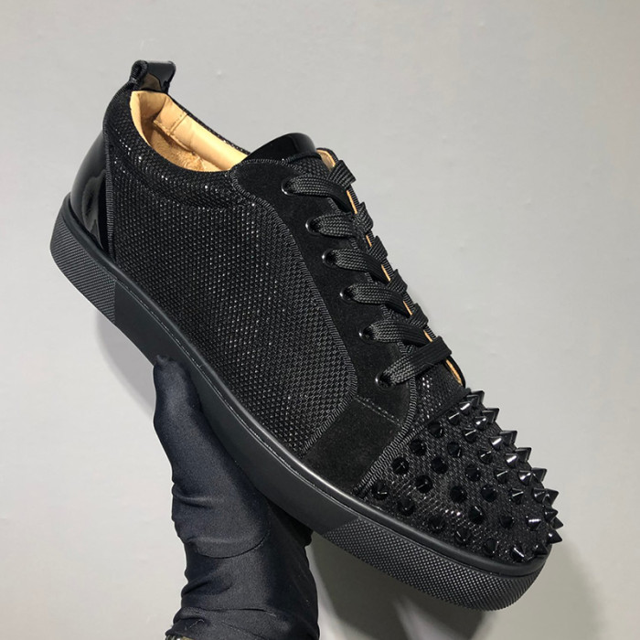 Christian Louboutin Mens Shoes Luxury Brand Red Bottom Design Louis Junior Spikes Flat with Original Box CL sneakers