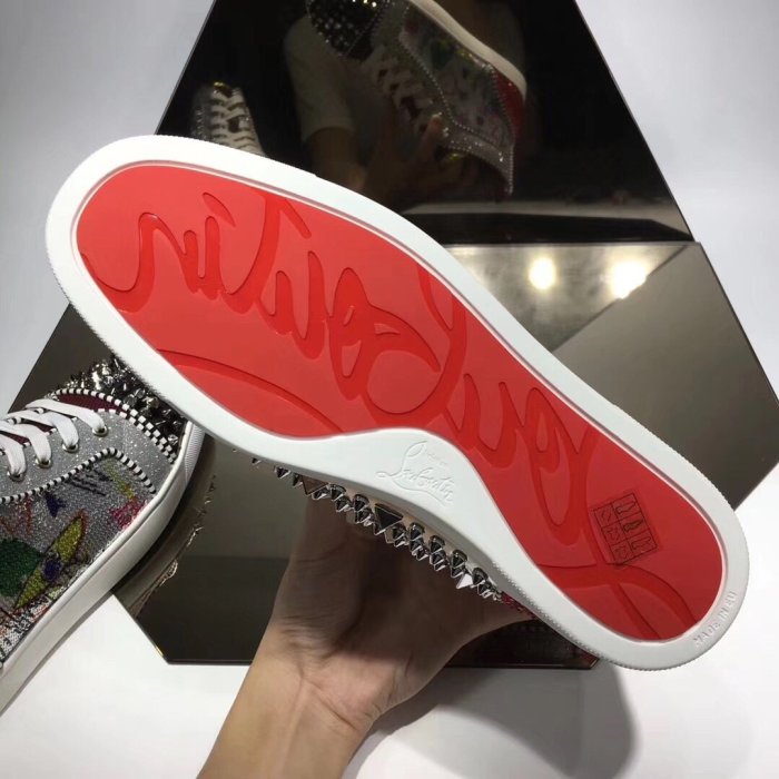 Christian Louboutin Mens Shoes Luxury Brand Red Bottom Design Louis Junior Spikes Flat with Original Box CL sneakers