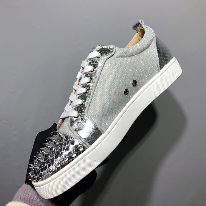 Christian Louboutin Mens Shoes Luxury Brand Red Bottom Design Louis Junior Spikes Flat with Original Box CL sneakers