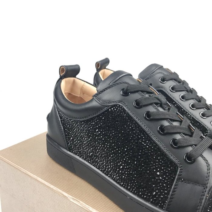Christian Louboutin Mens Shoes Luxury Brand Red Bottom Design Louis Junior Spikes Flat with Original Box CL sneakers