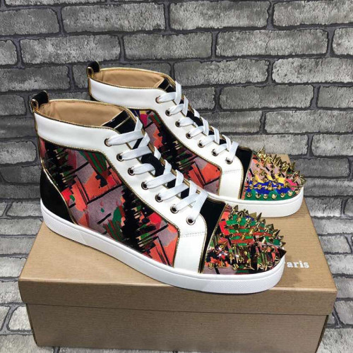 Christian Louboutin Mens Shoes Luxury Brand Red Bottom Design Louis Junior Spikes Flat with Original Box CL sneakers
