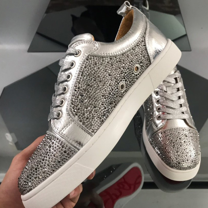 Christian Louboutin Mens Shoes Luxury Brand Red Bottom Design Louis Junior Spikes Flat with Original Box CL sneakers