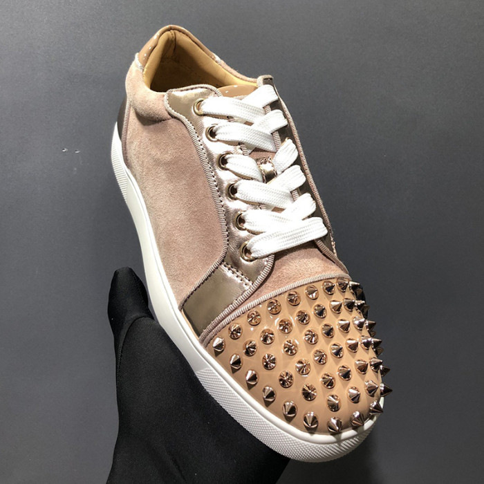 Christian Louboutin Mens Shoes Luxury Brand Red Bottom Design Louis Junior Spikes Flat with Original Box CL sneakers