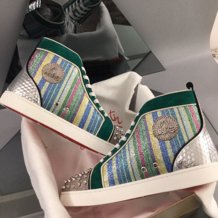 Christian Louboutin Mens Shoes Luxury Brand Red Bottom Design Louis Junior Spikes Flat with Original Box CL sneakers