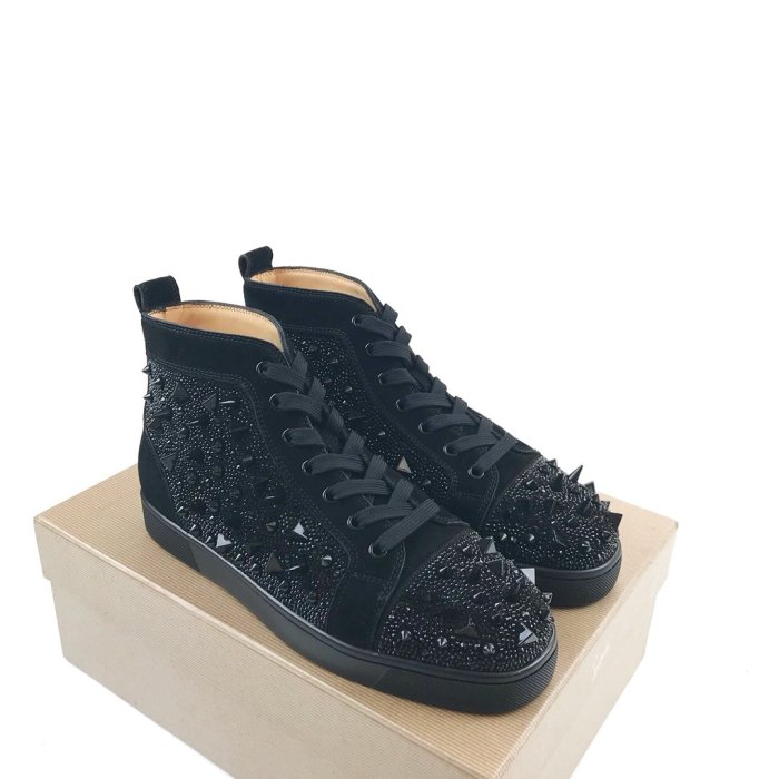 Christian Louboutin Mens Shoes Luxury Brand Red Bottom Design Louis Junior Spikes Flat with Original Box CL sneakers