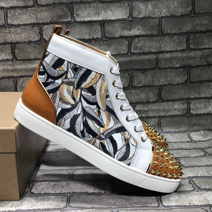 Christian Louboutin Mens Shoes Luxury Brand Red Bottom Design Louis Junior Spikes Flat with Original Box CL sneakers