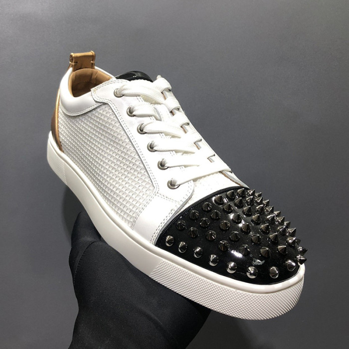 Christian Louboutin Mens Shoes Luxury Brand Red Bottom Design Louis Junior Spikes Flat with Original Box CL sneakers