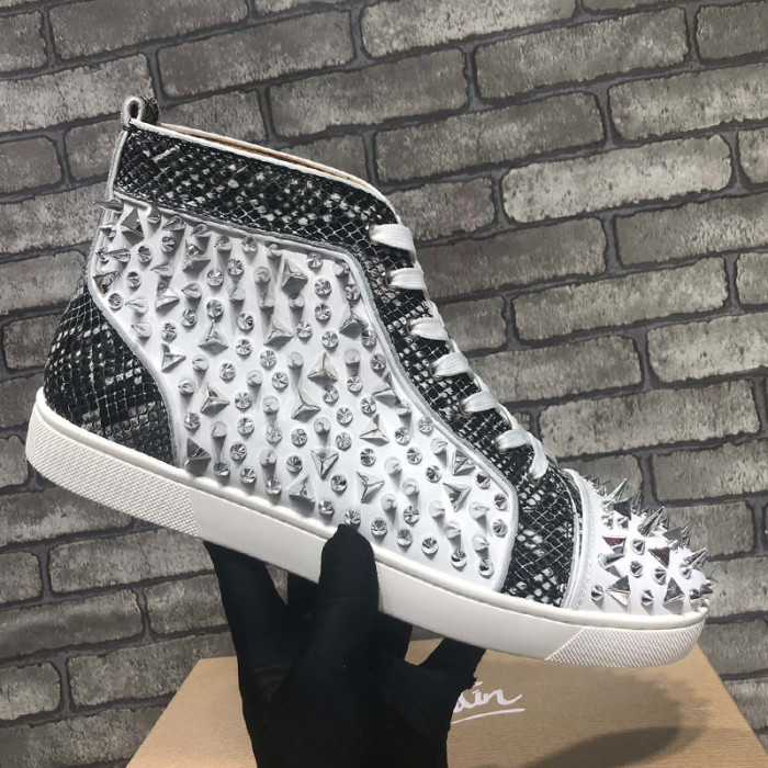 Christian Louboutin Mens Shoes Luxury Brand Red Bottom Design Louis Junior Spikes Flat with Original Box CL sneakers