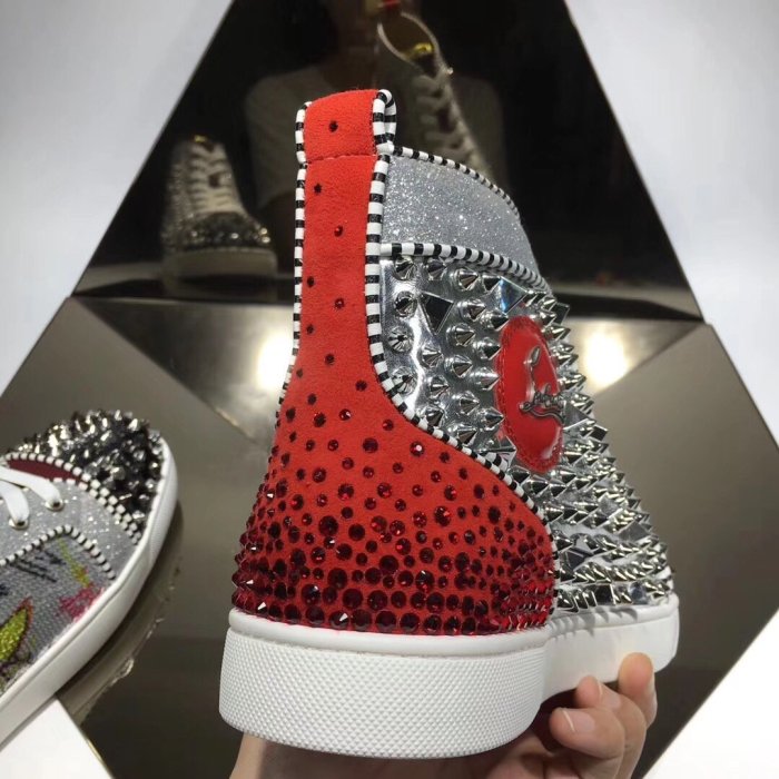 Christian Louboutin Mens Shoes Luxury Brand Red Bottom Design Louis Junior Spikes Flat with Original Box CL sneakers