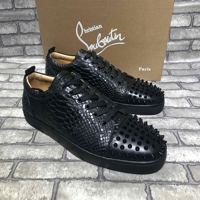 Christian Louboutin Mens Shoes Luxury Brand Red Bottom Design Louis Junior Spikes Flat with Original Box CL sneakers