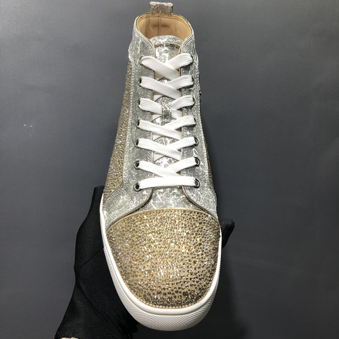Christian Louboutin Mens Shoes Luxury Brand Red Bottom Design Louis Junior Spikes Flat with Original Box CL sneakers