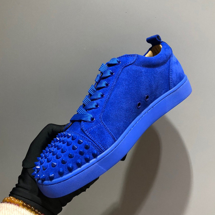 Christian Louboutin Mens Shoes Luxury Brand Red Bottom Design Louis Junior Spikes Flat with Original Box CL sneakers