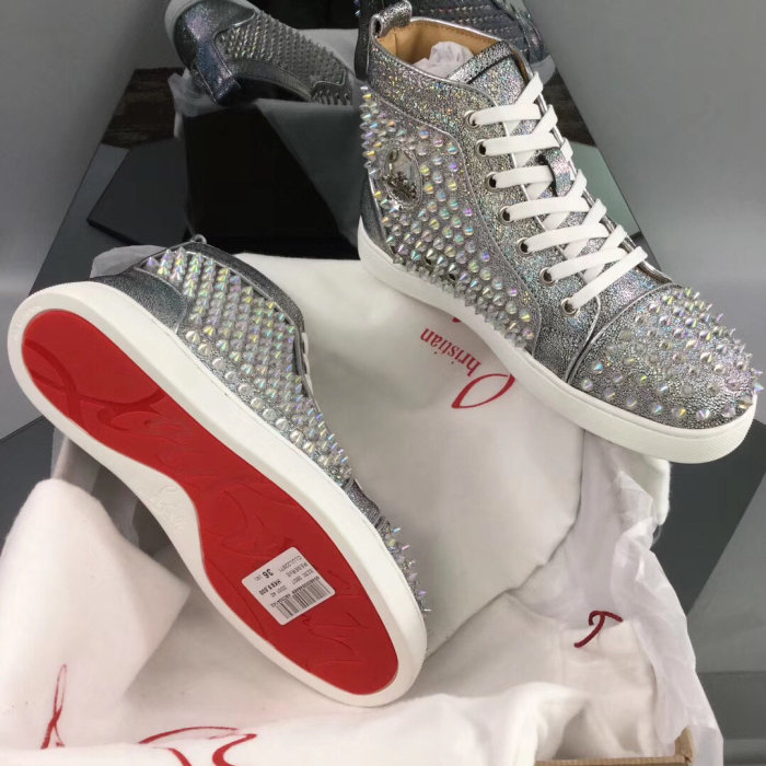 Christian Louboutin Mens Shoes Luxury Brand Red Bottom Design Louis Junior Spikes Flat with Original Box CL sneakers