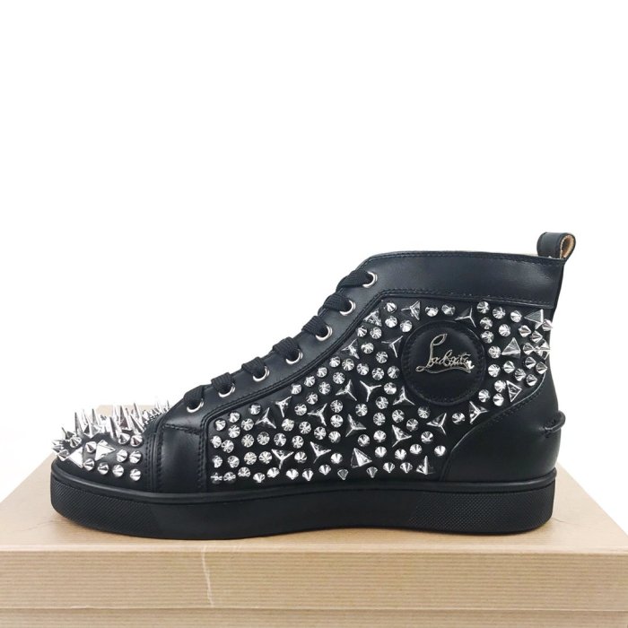 Christian Louboutin Mens Shoes Luxury Brand Red Bottom Design Louis Junior Spikes Flat with Original Box CL sneakers