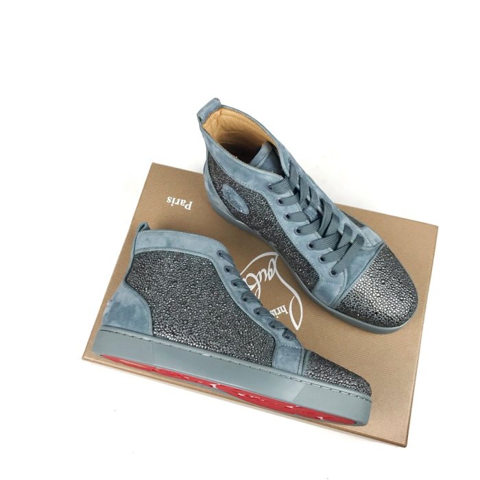 Christian Louboutin Mens Shoes Luxury Brand Red Bottom Design Louis Junior Spikes Flat with Original Box CL sneakers