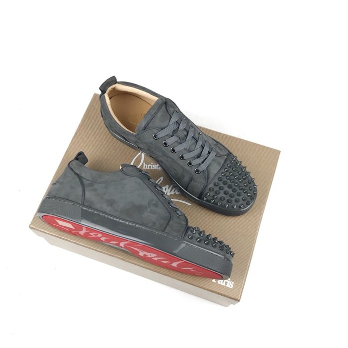 Christian Louboutin Mens Shoes Luxury Brand Red Bottom Design Louis Junior Spikes Flat with Original Box CL sneakers