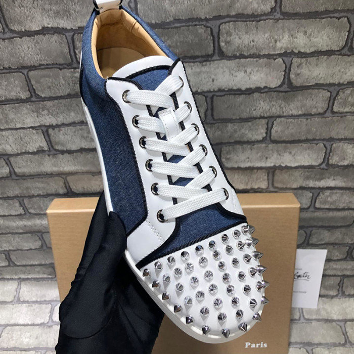 Christian Louboutin Mens Shoes Luxury Brand Red Bottom Design Louis Junior Spikes Flat with Original Box CL sneakers