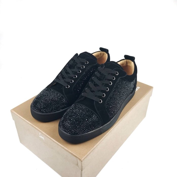 Christian Louboutin Mens Shoes Luxury Brand Red Bottom Design Louis Junior Spikes Flat with Original Box CL sneakers