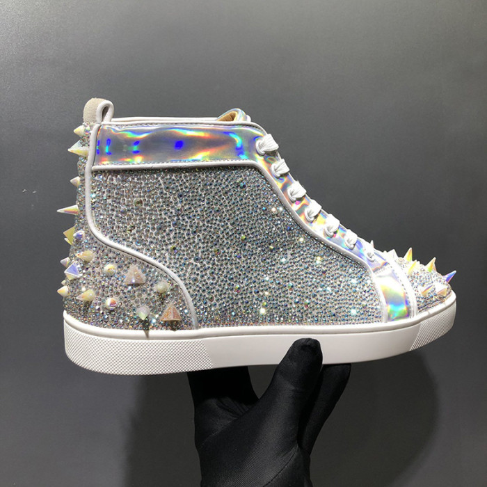 Christian Louboutin Mens Shoes Luxury Brand Red Bottom Design Louis Junior Spikes Flat with Original Box CL sneakers
