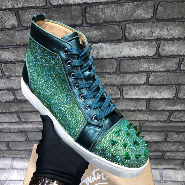 Christian Louboutin Mens Shoes Luxury Brand Red Bottom Design Louis Junior Spikes Flat with Original Box CL sneakers