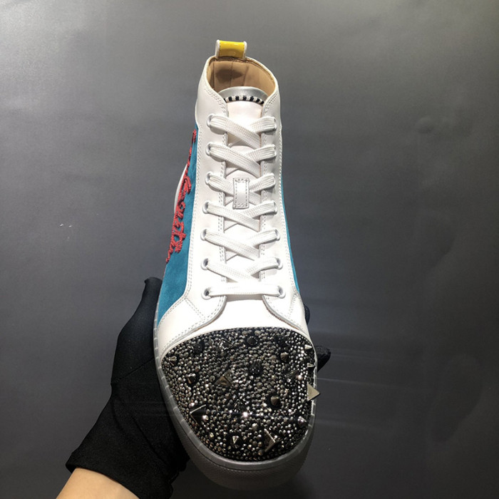 Christian Louboutin Mens Shoes Luxury Brand Red Bottom Design Louis Junior Spikes Flat with Original Box CL sneakers