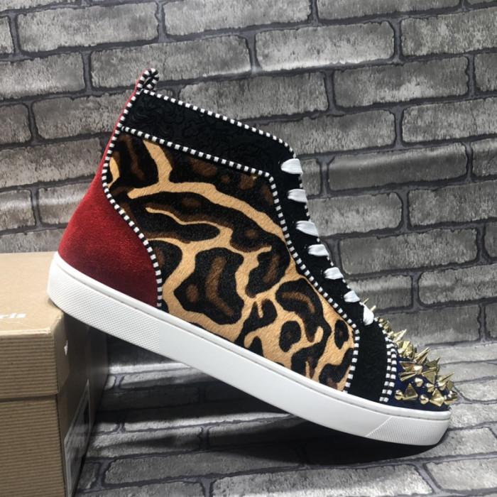 Christian Louboutin Mens Shoes Luxury Brand Red Bottom Design Louis Junior Spikes Flat with Original Box CL sneakers